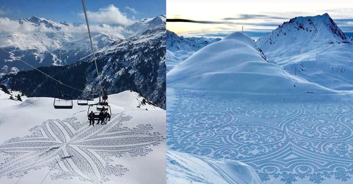 Artist Walks for Hours to Create Epic Snow Art