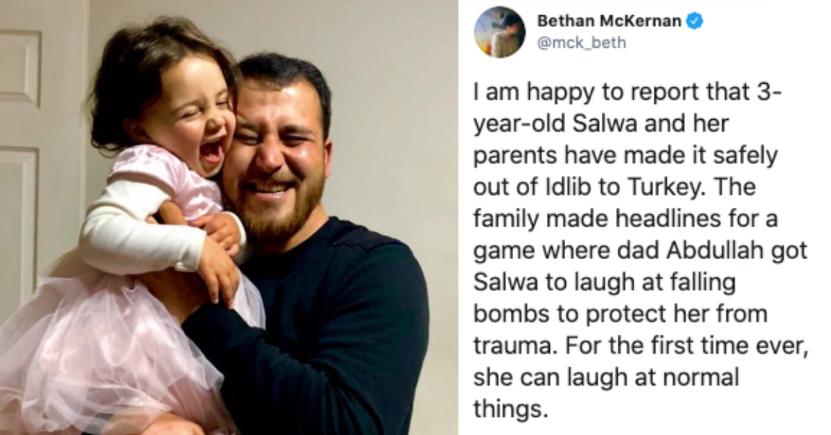 Syrian Father Who Taught His Toddler Daughter to Laugh at the Sounds of