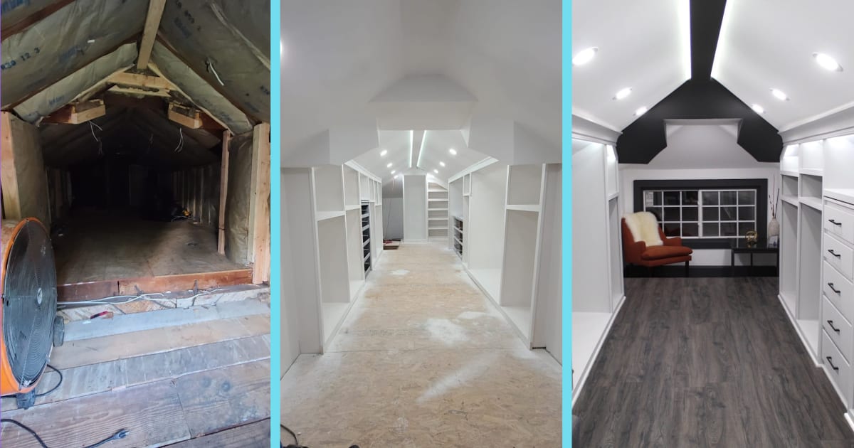 A Man Turns a Creepy Attic Into a Beautiful Walk-In Closet for His Wife