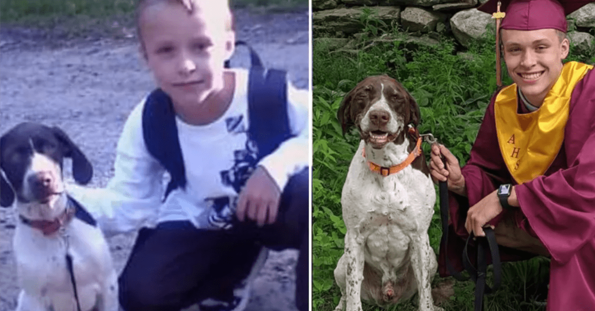 A High School Grad Recreated His First Day of School Photo with the Beloved Family Dog