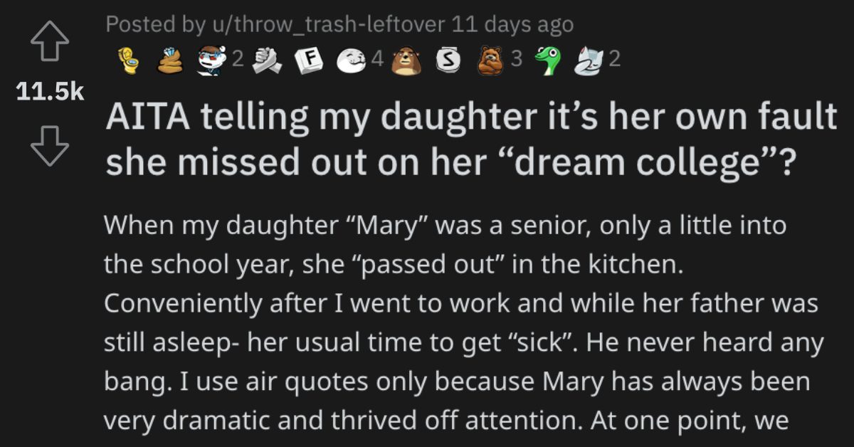 Mom Asks if She’s Wrong for Telling Her Daughter It’s Her Fault She’s ...