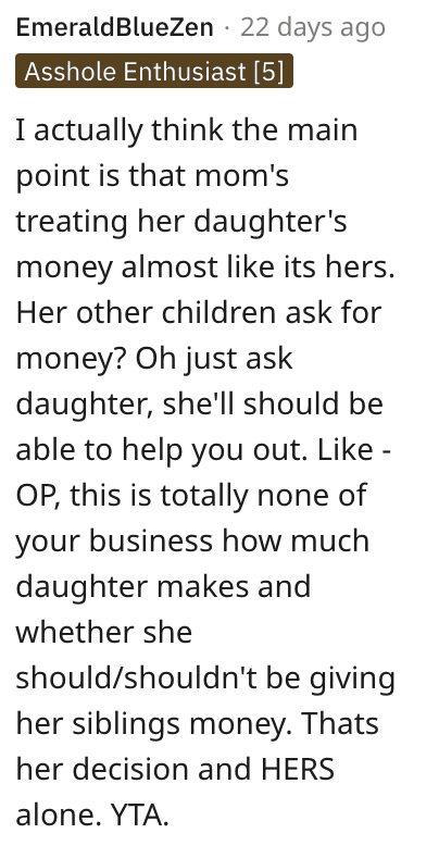 Screen Shot 2022 11 20 at 2.28.50 PM Is This Dad Wrong for Telling His Kids to Borrow Money From Their Sister Instead of From Him? People Responded.
